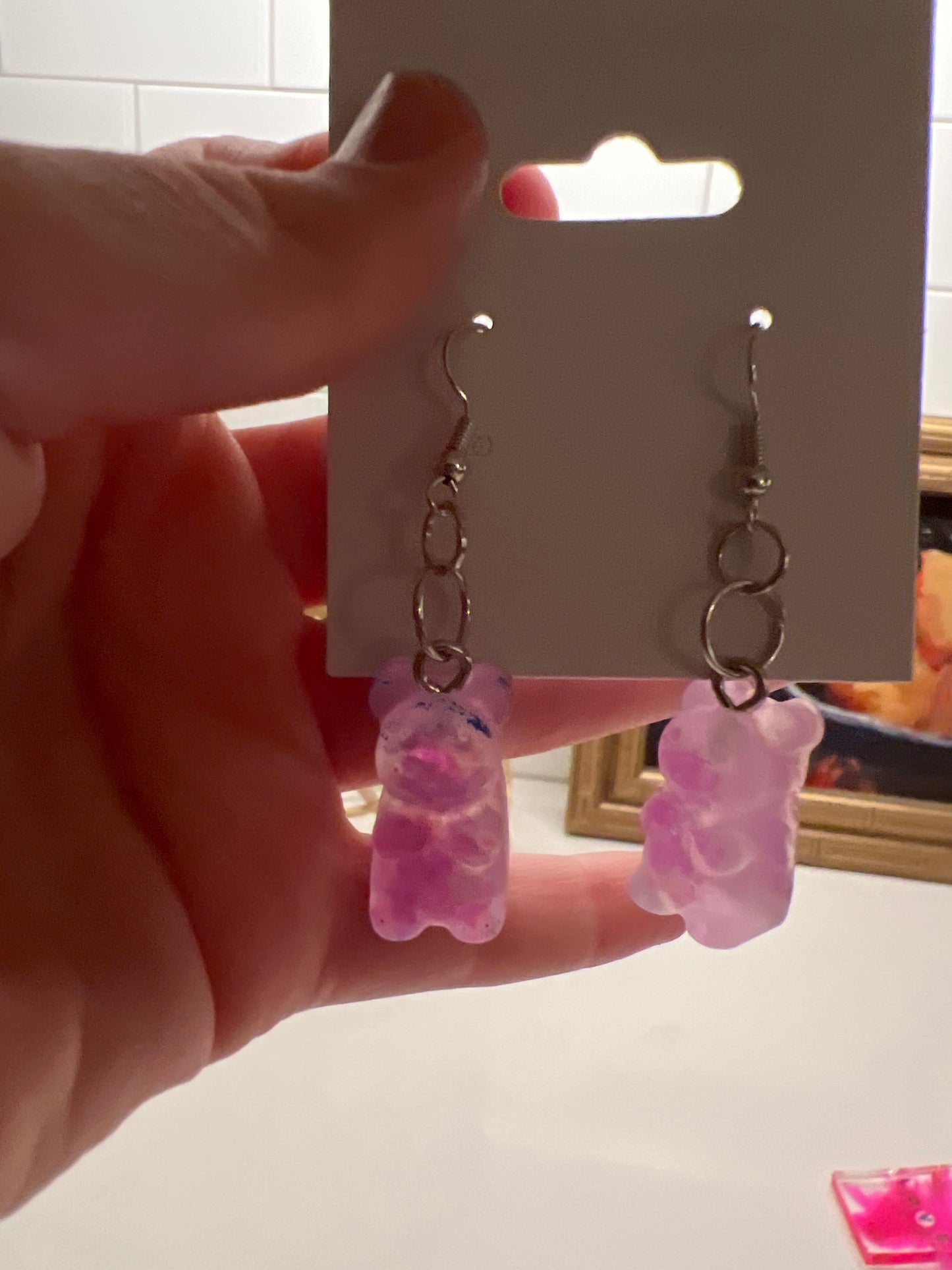 Purple Gummy Bear Earrings