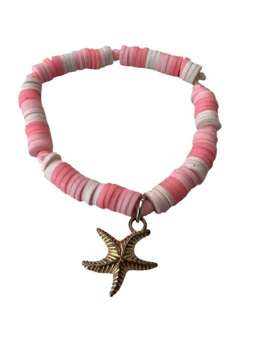 White & Pink Sea Star Bracelet