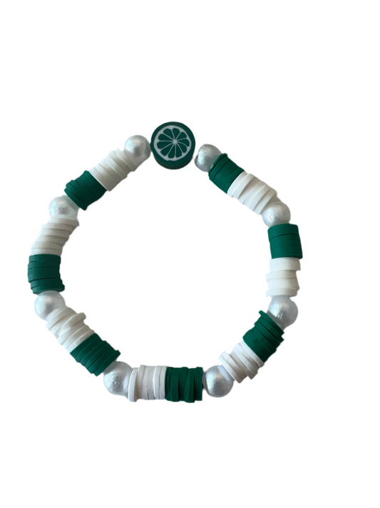 Green White & Pearl Bracelet