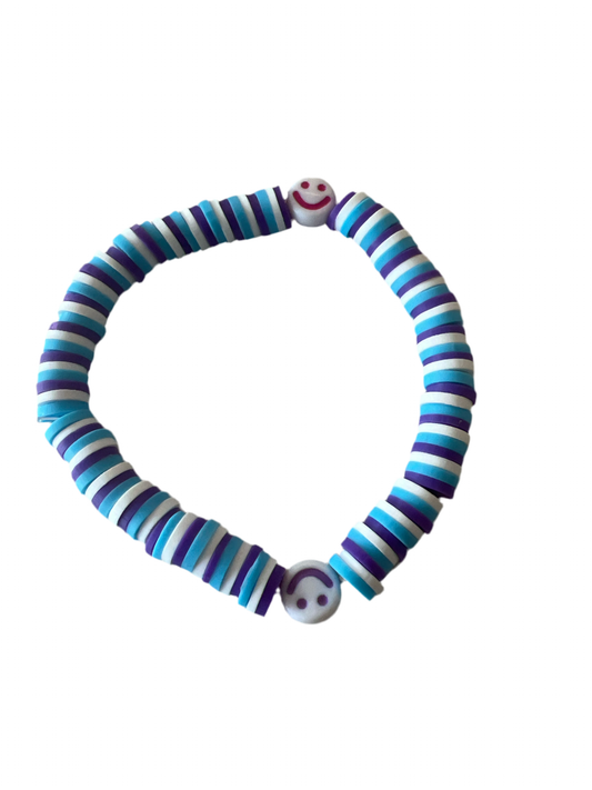 Light Blue White & Purple Smile Bracelet